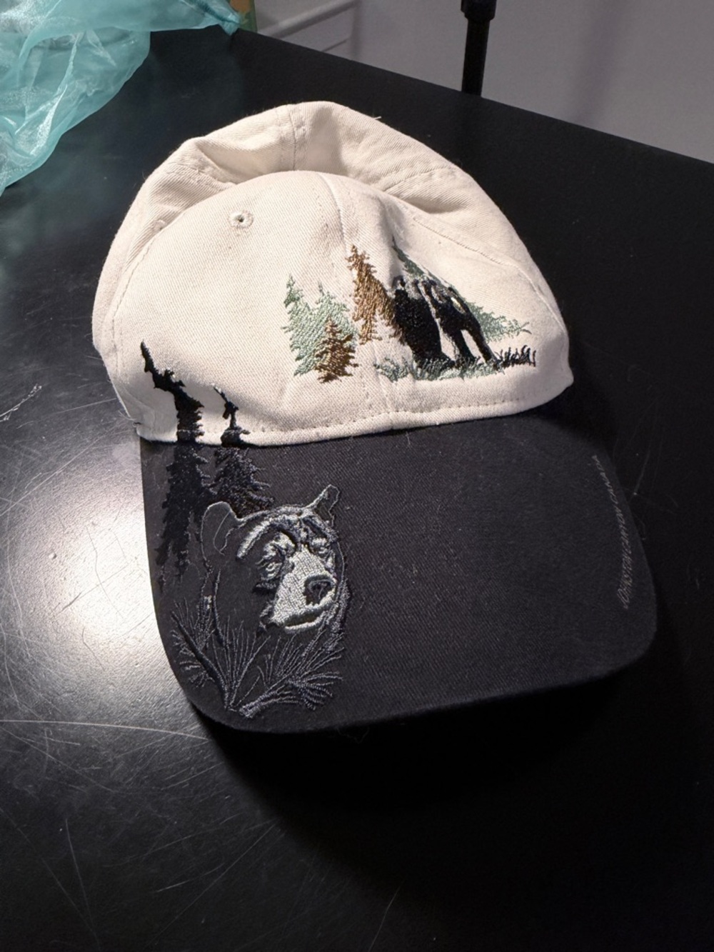Wildlife Embroidered Two-Tone Baseball Cap - Beige & Black
